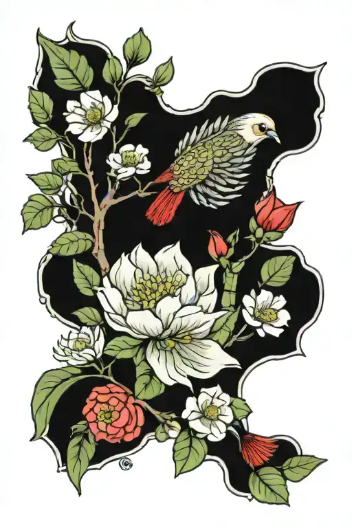 magnolia poppy cactus succulent cardinal bird cockatiel bird salamander reptile frog box turtle tattoo design idea