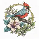 magnolia cardinal cockatiel salamander frog turtle bohemian tattoo design idea