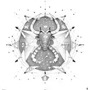 A constellation of Capricorn symbol made of gym equipment tattoo design idea