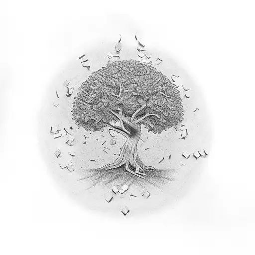 money tree with $100 bills as leaves tattoo design idea