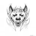 demon holding  hyena tattoo design idea