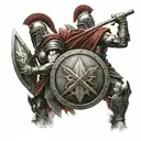 two Spartans with spears and shield adorned tattoo design idea