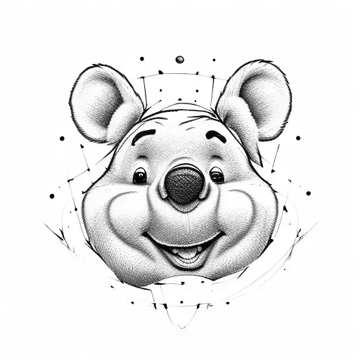 black white winnie the pooh tattoo design idea
