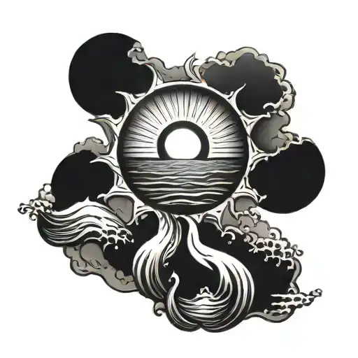 Ocean and Sun with a signature of " Marisol " Under  tattoo design idea