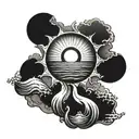 Ocean and Sun with a signature of " Marisol " Under  tattoo design idea