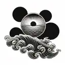 Ocean and Sun with a signature of " Marisol " Under  tattoo design idea