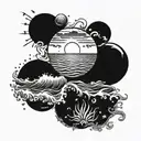 Ocean and Sun with a signature of " Marisol " Under  tattoo design idea