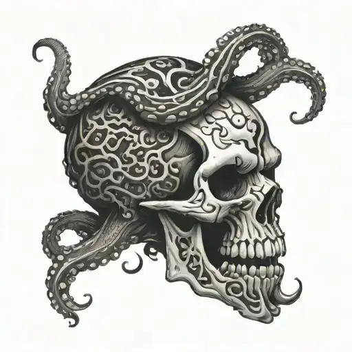 Evil  Skull made out of octopus skin with infected veins  tattoo design idea