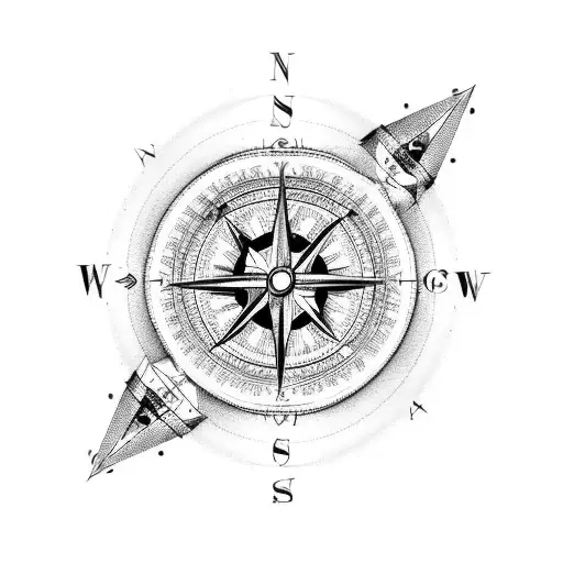 broken compass tattoo design idea