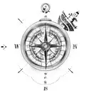 broken compass tattoo design idea