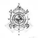 broken compass tattoo design idea