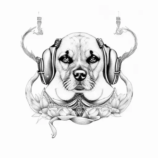 hondenpoot met ster en vlam tattoo design idea