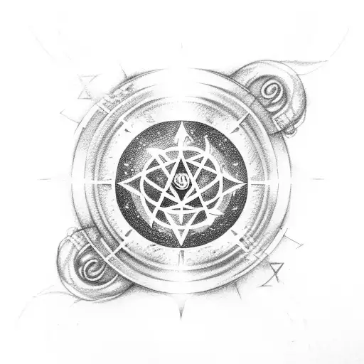 fullmetal alchemist alchemy circle with aquarius symbol centred tattoo design idea