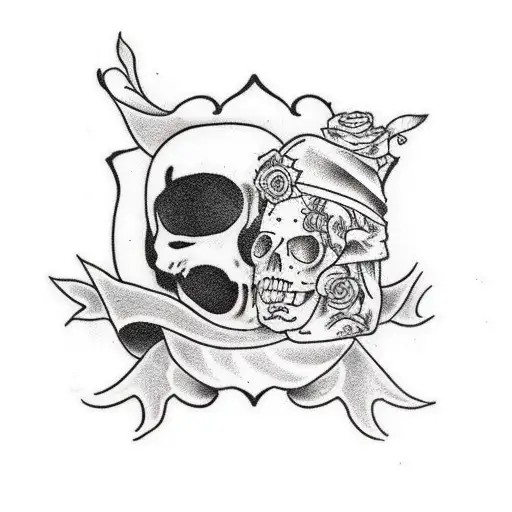small black and white tattoo for two siblings tattoo design idea