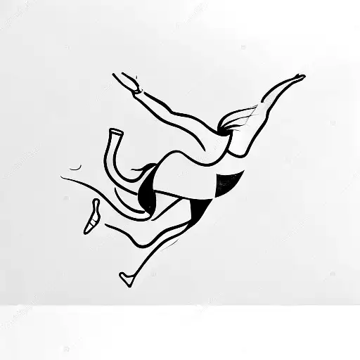 A minimalist tattoo of a dancer gracefully leaping over a suitcase, symbolizing the joy of traveling tattoo design idea