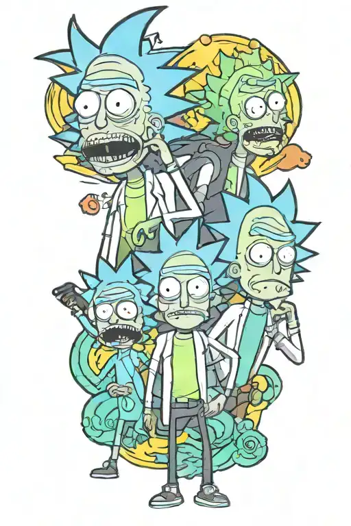 rick and morty together cartoon tattoo design idea