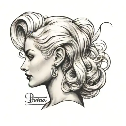 Soft feminine blonde pinup girl side profile tattoo design idea