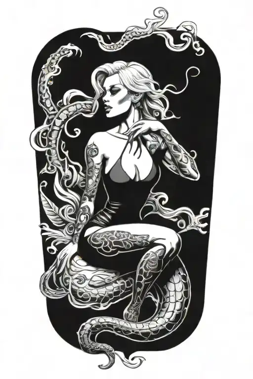 sexy blonde femme fatale representation of a Scorpio tattoo design idea