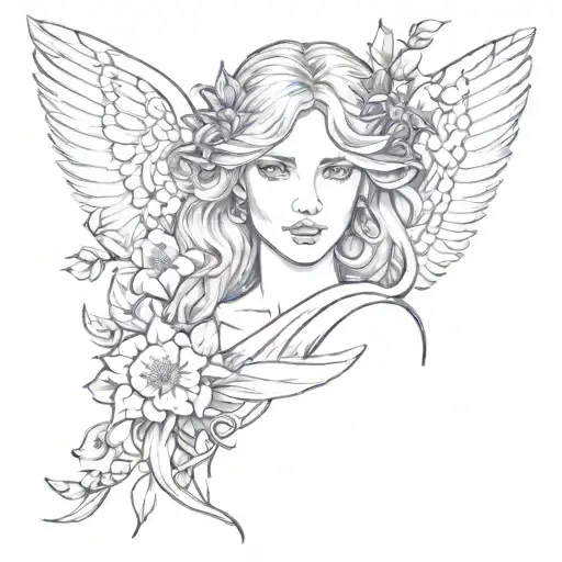 feminine representation of angel number 111 intertwined with the Scorpio "m", with lilac bloom accents  tattoo design idea