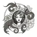 feminine design incorporating Scorpio Libra and cancer zodiac sign tattoo design idea