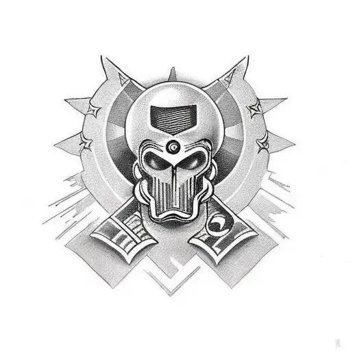 sonnenrad and the logo of Wolfenstein  tattoo design idea