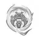 sonnenrad and the logo of Wolfenstein  tattoo design idea