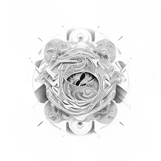 yin yang with peace tattoo design idea