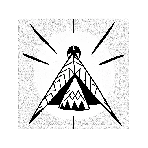teepee sun mountain  tattoo design idea