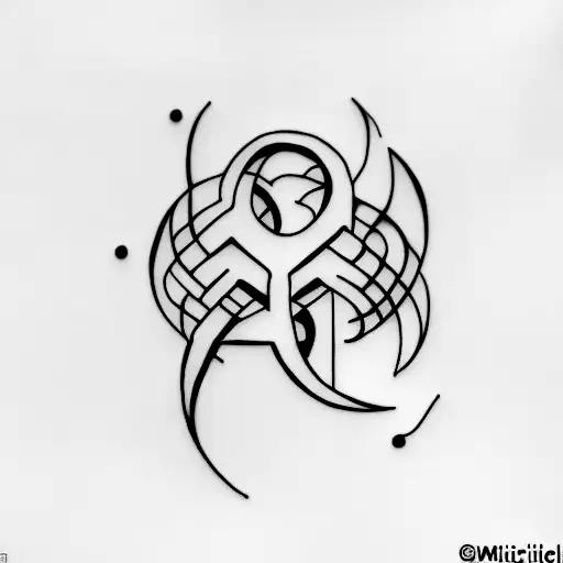 A minimalist tattoo of Depeche Mode's logo with music notes surrounding it tattoo design idea
