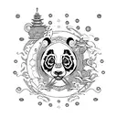Warrior Panda with Yin Yang tattoo design idea