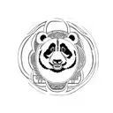 Warrior Panda with Yin Yang tattoo design idea
