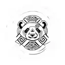 Warrior Panda with Yin Yang tattoo design idea