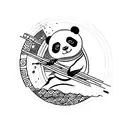 Warrior Panda with Yin Yang tattoo design idea