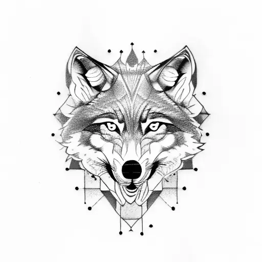 wolf and a skull tattoo design idea