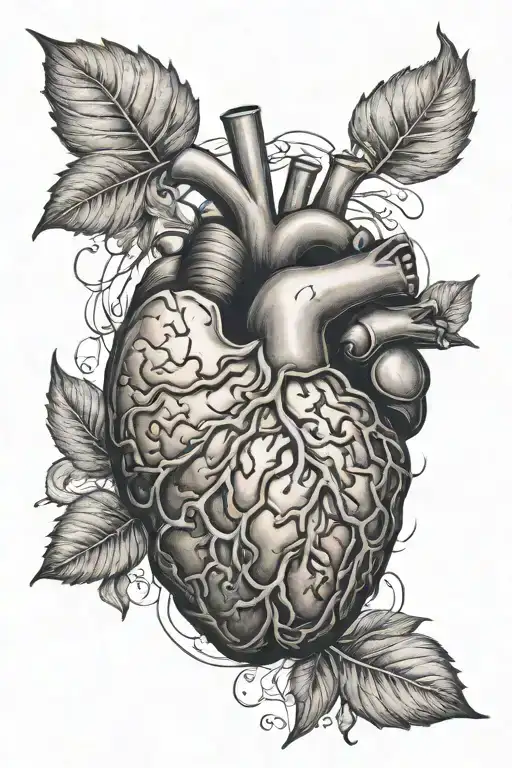 brain and heart  tattoo design idea