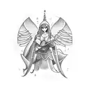 A magical library with angels and mythical creatures as the librarians tattoo design idea