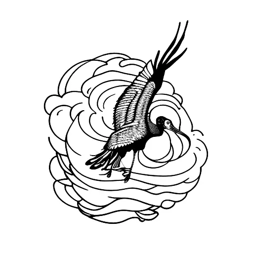 Scarlet Ibis In flight tattoo design idea
