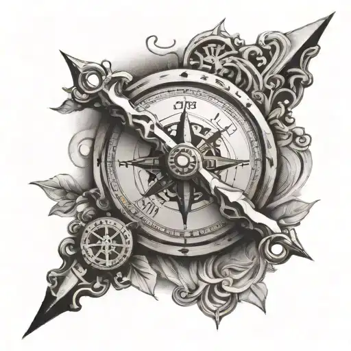 a cross and a compass tattoo design idea