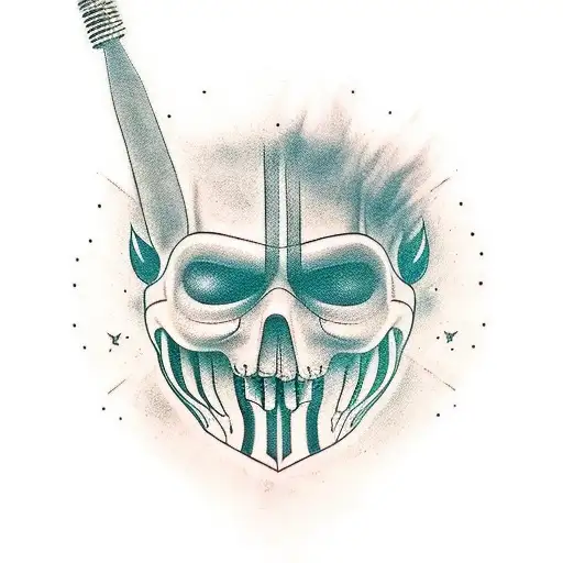 Quiero que haga un dibujo ambientado en la peli v de vendetta. Quiero que la imagen contenga la V y la mascara de manera tattoo design idea