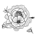 flower Bouget with carnation, violet, rose and gladiolus tattoo design idea