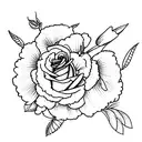 flower Bouget with carnation, violet, rose and gladiolus tattoo design idea