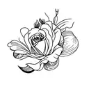 flower Bouget from the side with carnation, violet, rose and gladiolus tattoo design idea