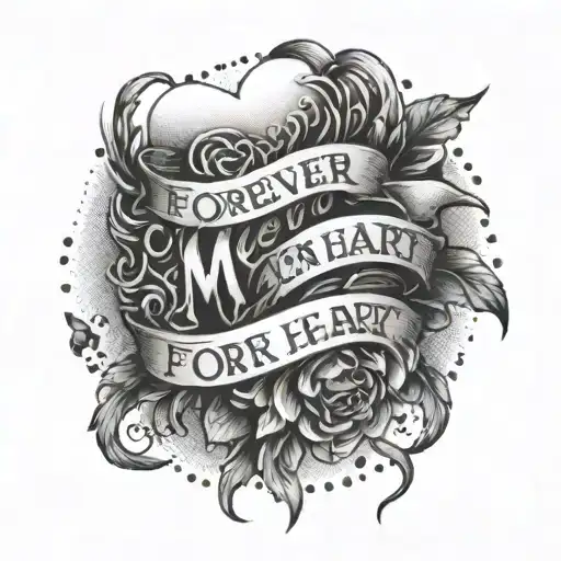 phrase "forever in my heart" tattoo design idea