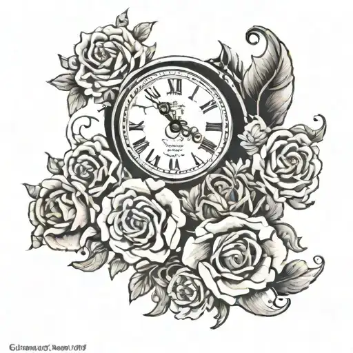 clock with birth date 1994-03-09 tattoo design idea
