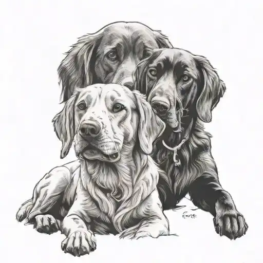 memorial tattoo of 2 dogs tattoo design idea