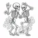 dancing skeleton hand holding tattoo design idea