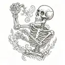 dancing skeleton hand holding tattoo design idea