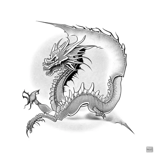 skeletal dragon tattoo design idea