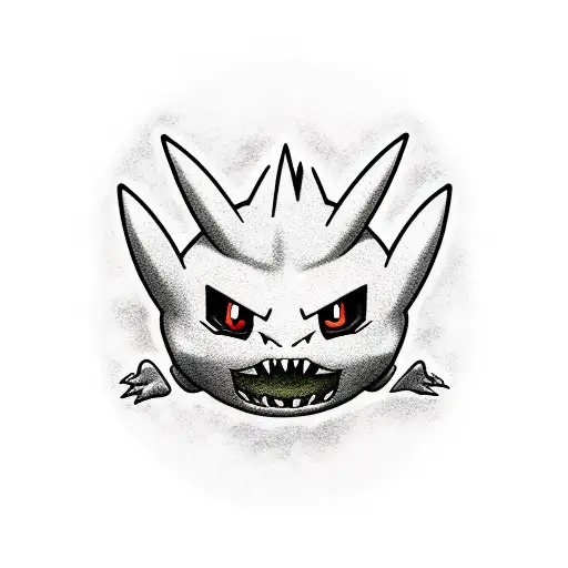 Pokémon gengar tattoo in black and purple  tattoo design idea