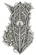 dagger hexagon fore arm sleeve tattoo design idea